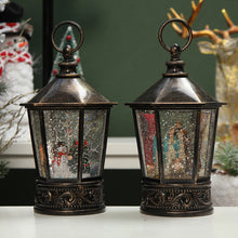 Load image into Gallery viewer, Christmas Snow Globe LED Lighted Lantern Battery Operated Swirling Glitter Water
