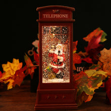 Load image into Gallery viewer, Christmas Water Globe LED Snow Lantern Music Light Glitter Swirling Telephone Booth Santa
