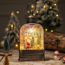 Load image into Gallery viewer, Santa &amp; Deer Decorating Tree Lighted Water Lantern Lighted Christmas Snow Globe
