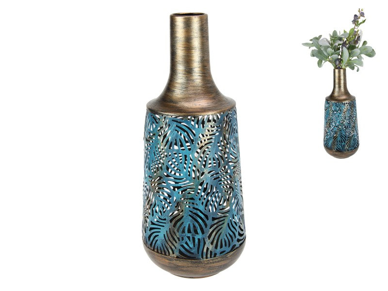 40cm-blue/gold-metal-vase