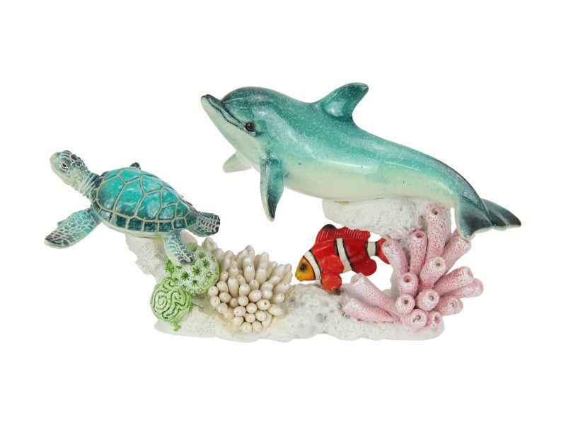 22cm-turtle,-dolphin-&-clown-fish-on-coral