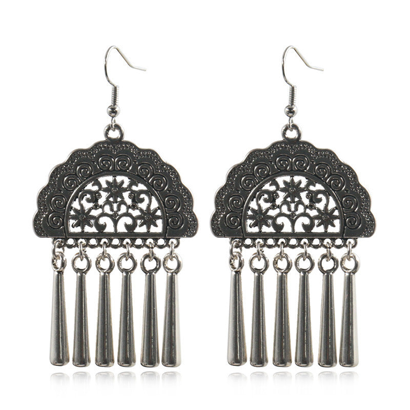 Boho Earrings--Personalized gypsy ethnic earrings fashion antique silver tassel earrings hot sale bohemian jewelry