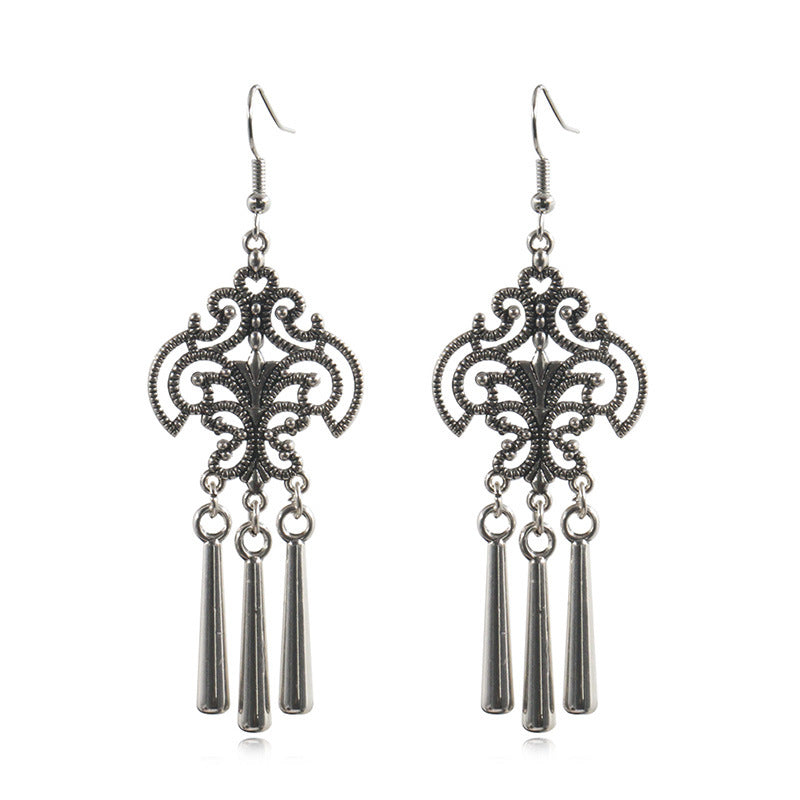 Boho Earrings-Personality Gypsy Ethnic Earrings Fashion Ancient Silver Tassel Earrings Hot Selling Bohemian Jewelry