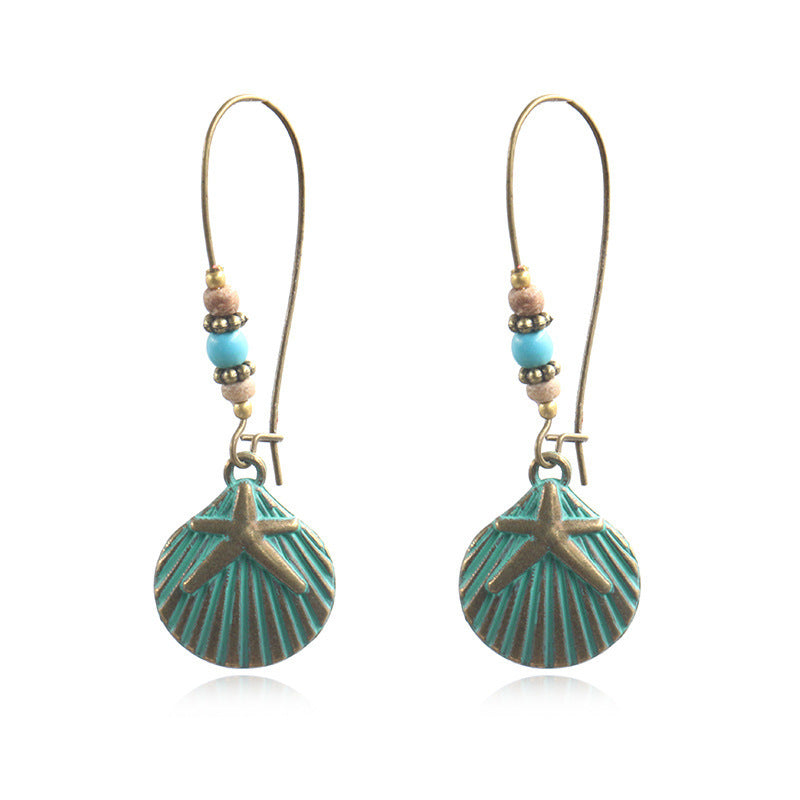 Boho Earrings-Bohemian fashion and creative earrings Explosive starfish shell long earrings
