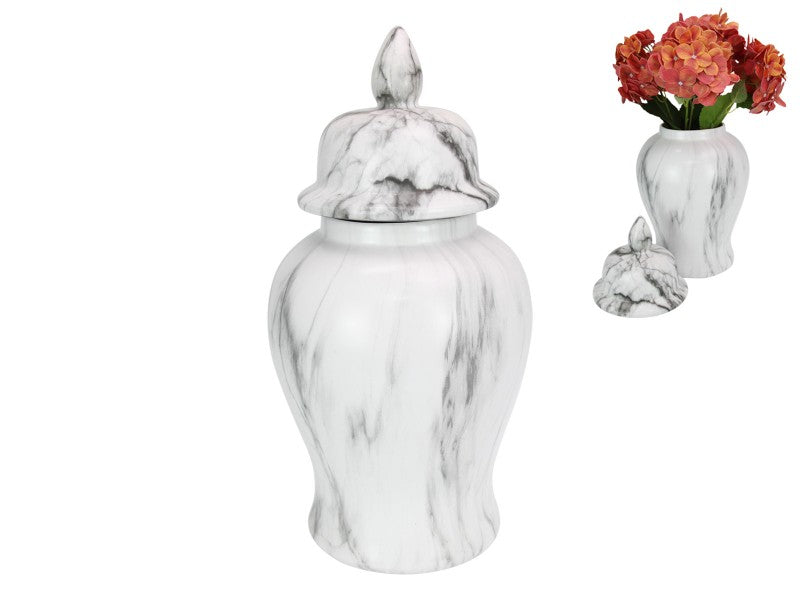 48cm-white/grey-marble-finish-temple-jar