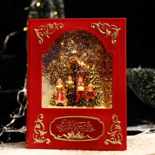 Snow Globe Lantern Music Box for Christmas Home Decoration Gift Bible Choir Book
