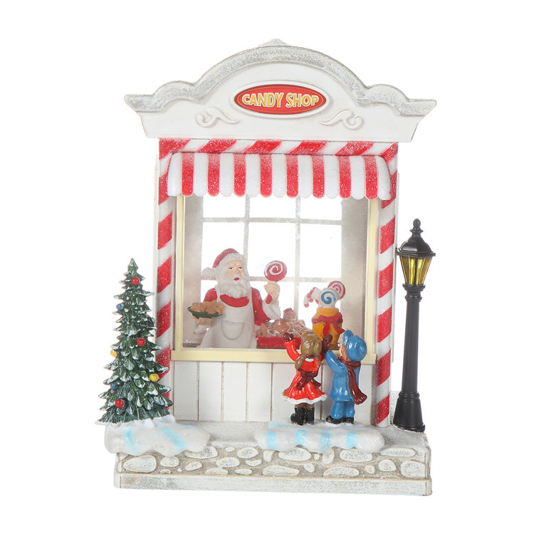 Santa's Bakery Musical Lighted Water Globe House Table Piece Christmas Gifts