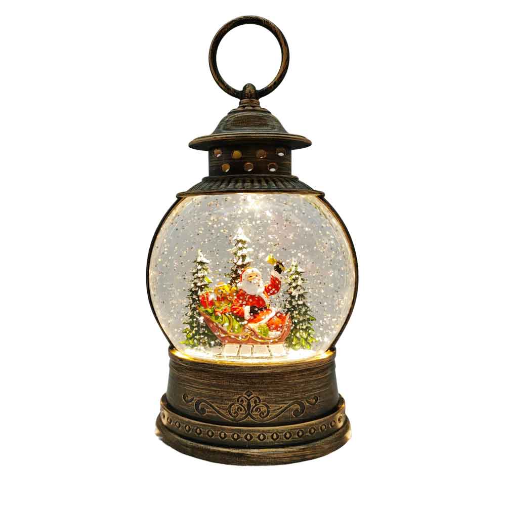 Singing Battery Operated & Plug-in Musical Lighted Christmas Snow Globe Lantern