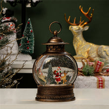 Load image into Gallery viewer, Christmas Water Snow Globe SWIRLING Lighted Lantern Santa Chimney Musical Lamp
