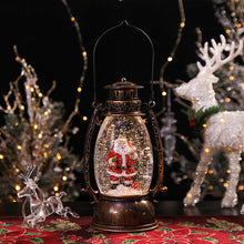 Load image into Gallery viewer, Christmas Gift Snow Globe Lantern Spinning Water Glittering Music Santa on Roof Snowman
