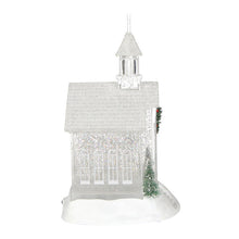 Load image into Gallery viewer, Church Snow Globe LED Acrylic Glitter Shimmer White Wedding Chapel Decorative
