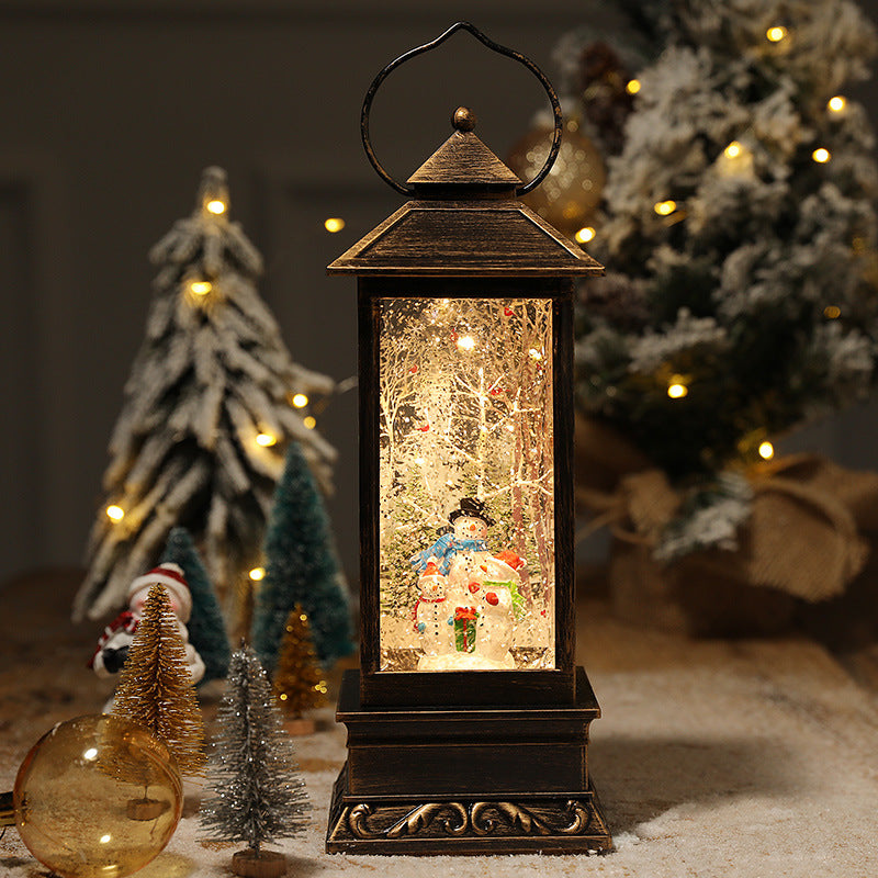 Musical Lighted Christmas Tree Snow Spinning Water Glittering Snow Globe Lantern